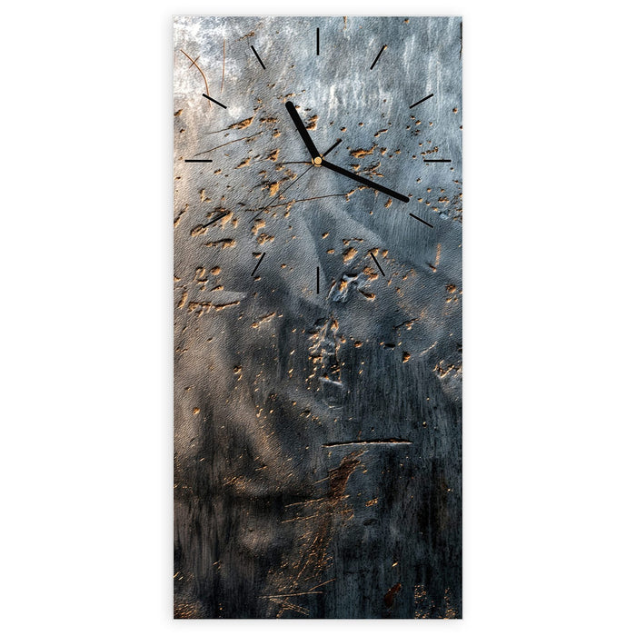 Wanduhr Metalltextur aus Glas – Hochformat 30 × 60 cm mit Ziffernblatt Linie