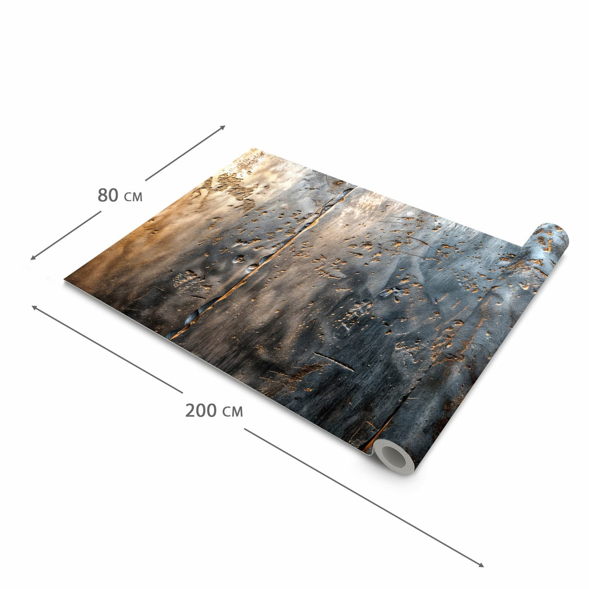Langlebiger waschbarer Küchenläufer mit Motiv Metalltextur in der Grösse 60x270 cm