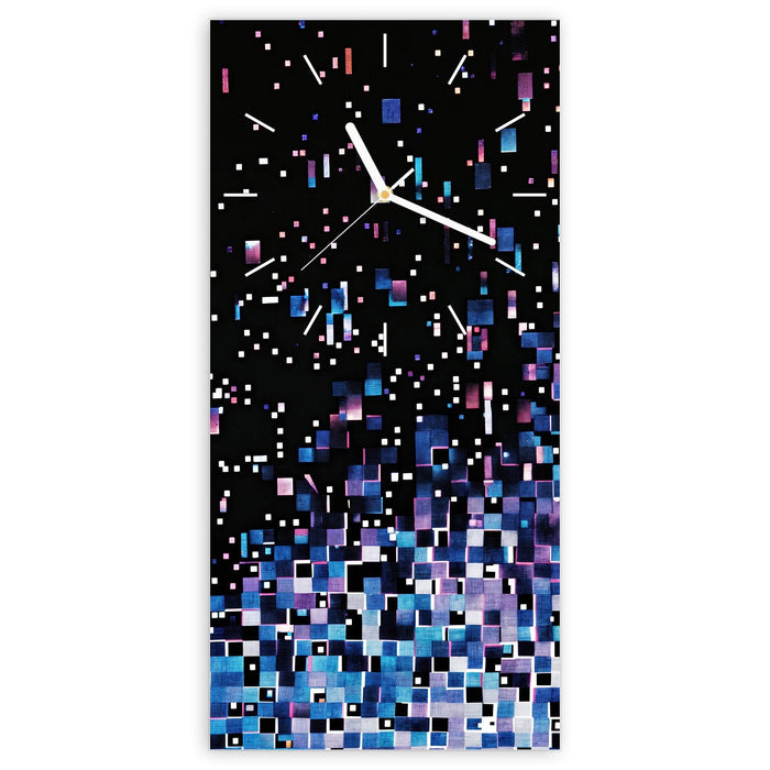 Wanduhr Pixelmuster aus Glas – Hochformat 30 × 60 cm mit Ziffernblatt Linie