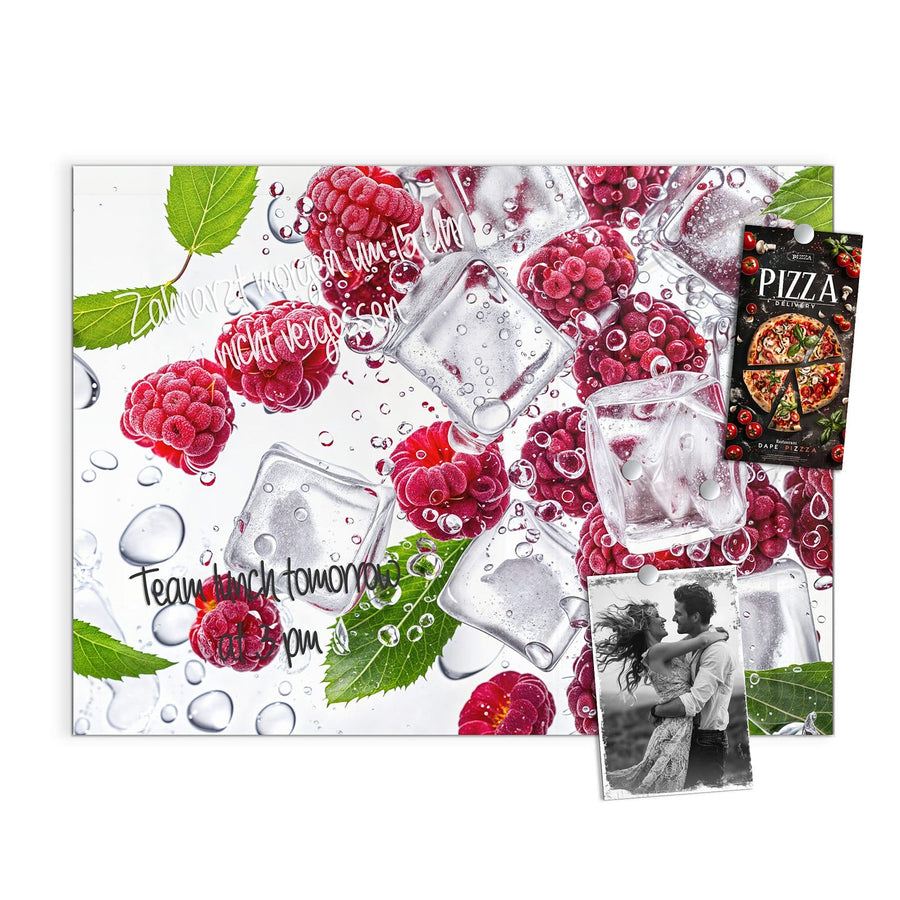 Maße Magnettafel - Himbeeren im Eis