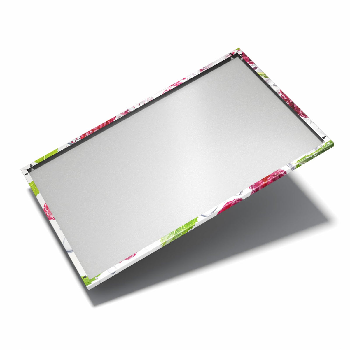 Nur 7 mm – liegt eng an der Wand – Metall Magnettafel - Himbeeren im Eis