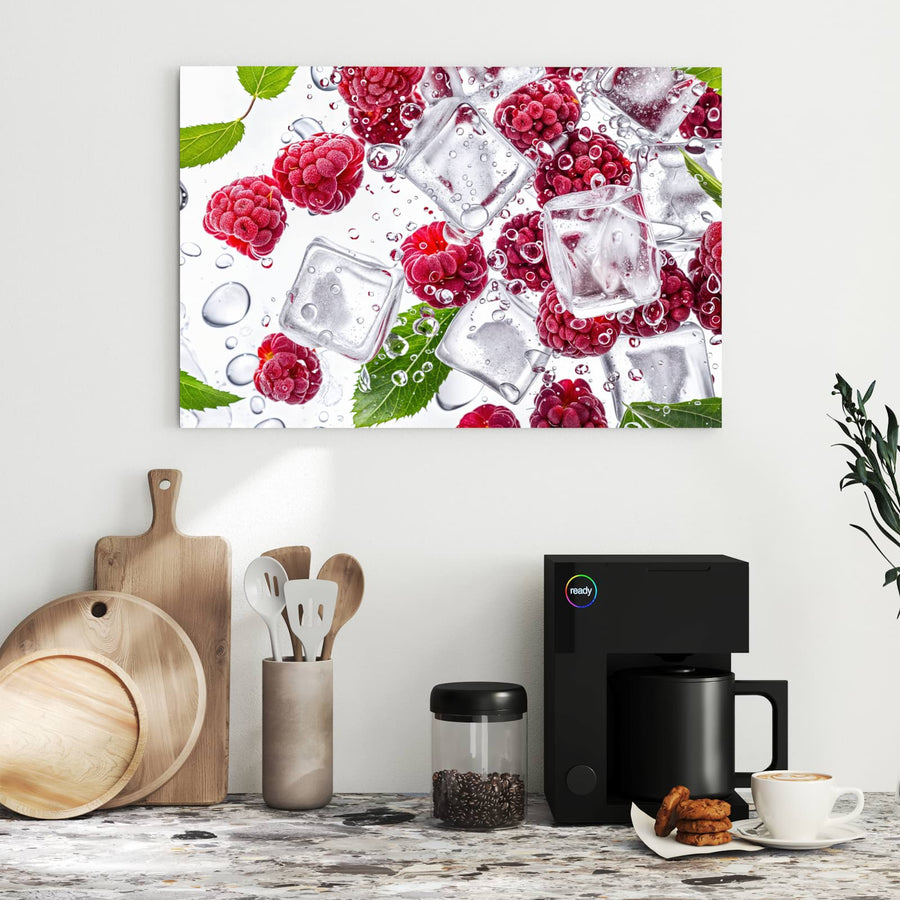 Maße Metall Magnettafel - Himbeeren im Eis
