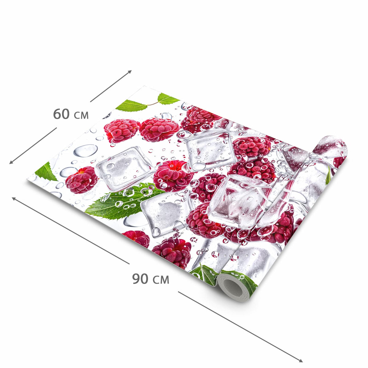 Rutschfester dünner Teppich mit Motiv Himbeereis in der Grösse 60x240 cm