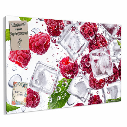 Metall Magnettafel mit dem Motiv Himbeeren im Eis