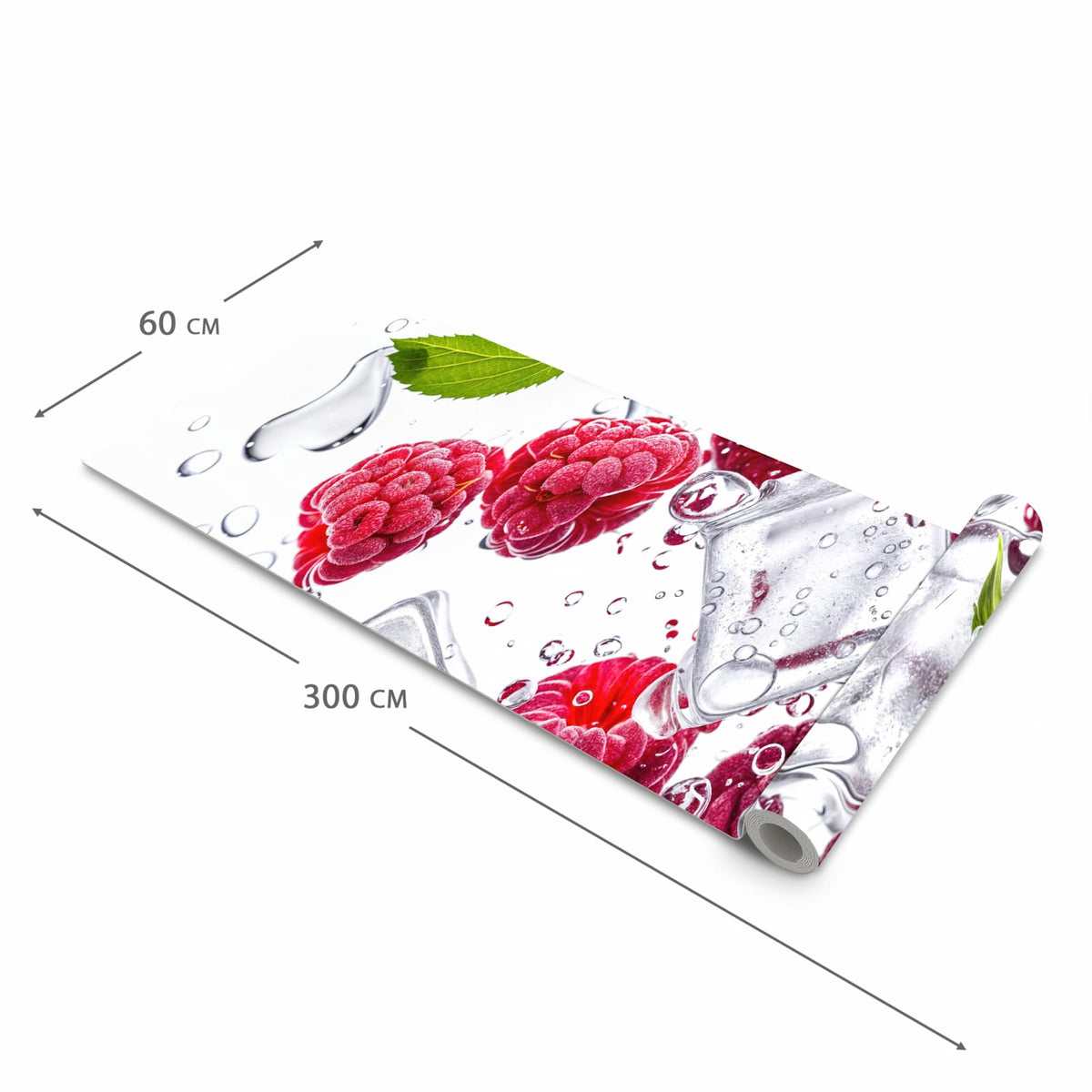 Langlebiger dünner Küchenteppich mit Motiv Himbeereis in der Grösse 60x240 cm