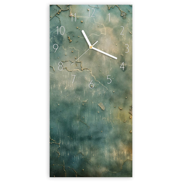 Wanduhr Gealterte Wand aus Glas – Hochformat 30 × 60 cm mit Ziffernblatt Elegant