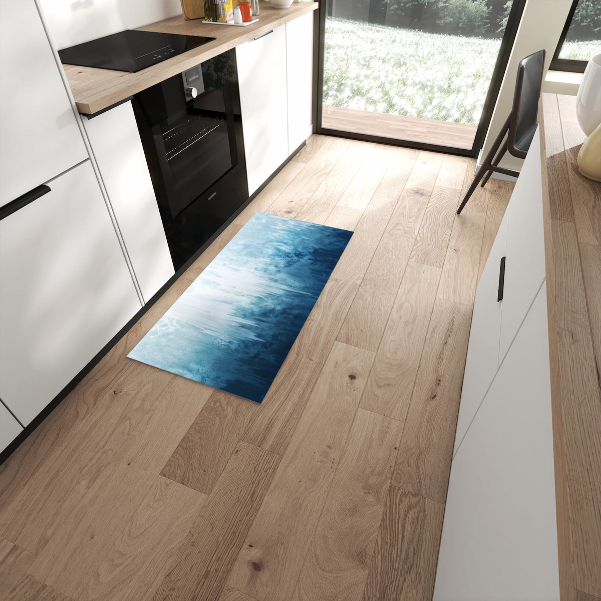 Langlebiger Küchenteppich mit Motiv Gefrorener Wasserfall in moderner Küche #grösse_60 x 120 cm