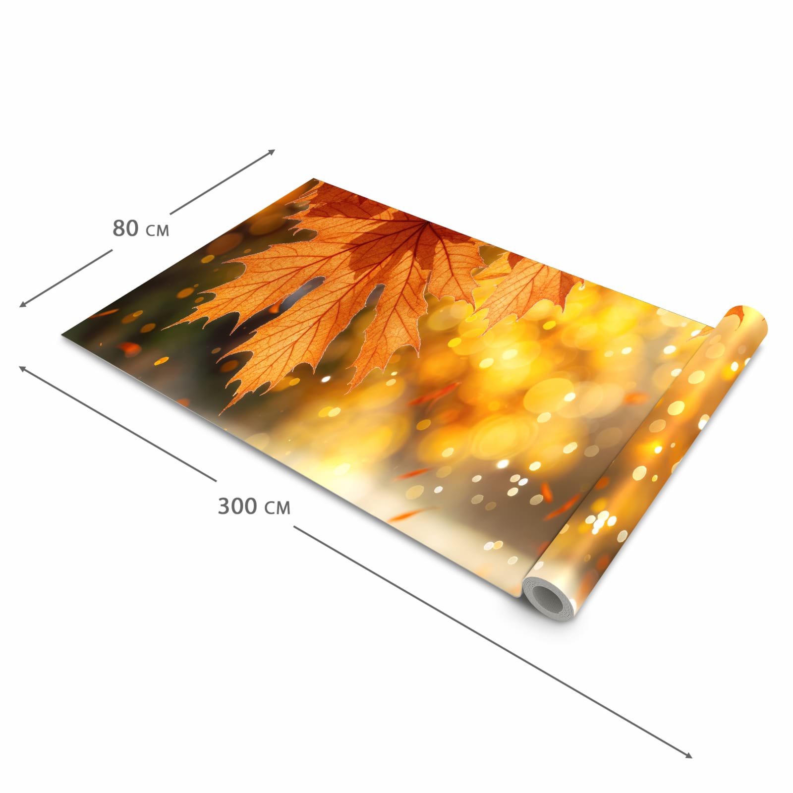 Wasserabweisender rutschfester Küchenteppich mit Motiv Sanfte Herbstblätter in der Grösse 60x300 cm