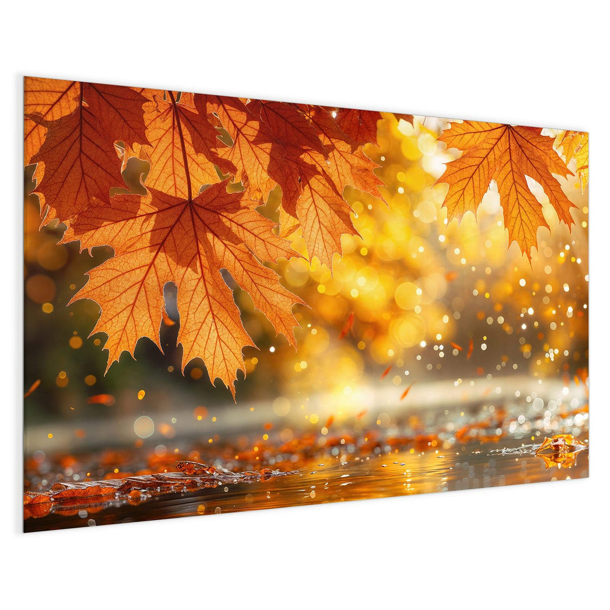 4 mm Glas statt lackiertem Blech – Magnettafel - Orange Ahornblätter
