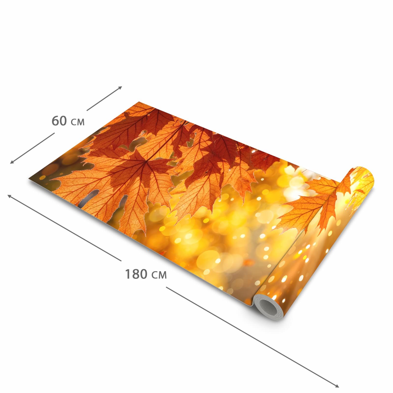 Farbbeständiger Küchenteppich mit Motiv Sanfte Herbstblätter in der Grösse 60x300 cm