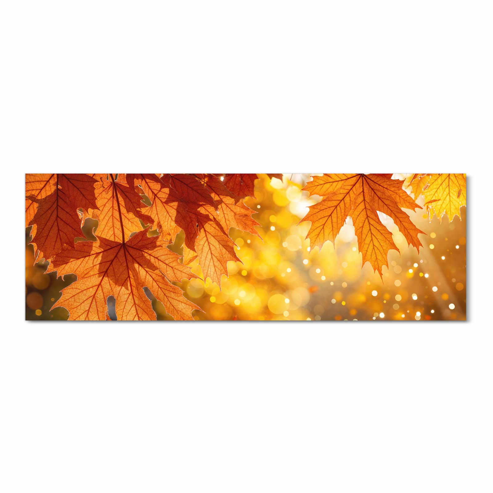 Feuchtigkeitsresistenter moderner Küchenläufer mit Motiv Sanfte Herbstblätter in Frontansicht