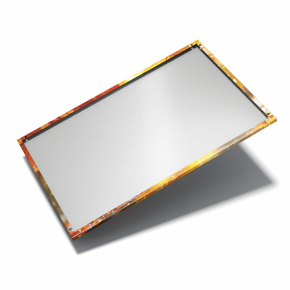 Nur 7 mm – liegt eng an der Wand – Metall Magnettafel - Orange Ahornblätter