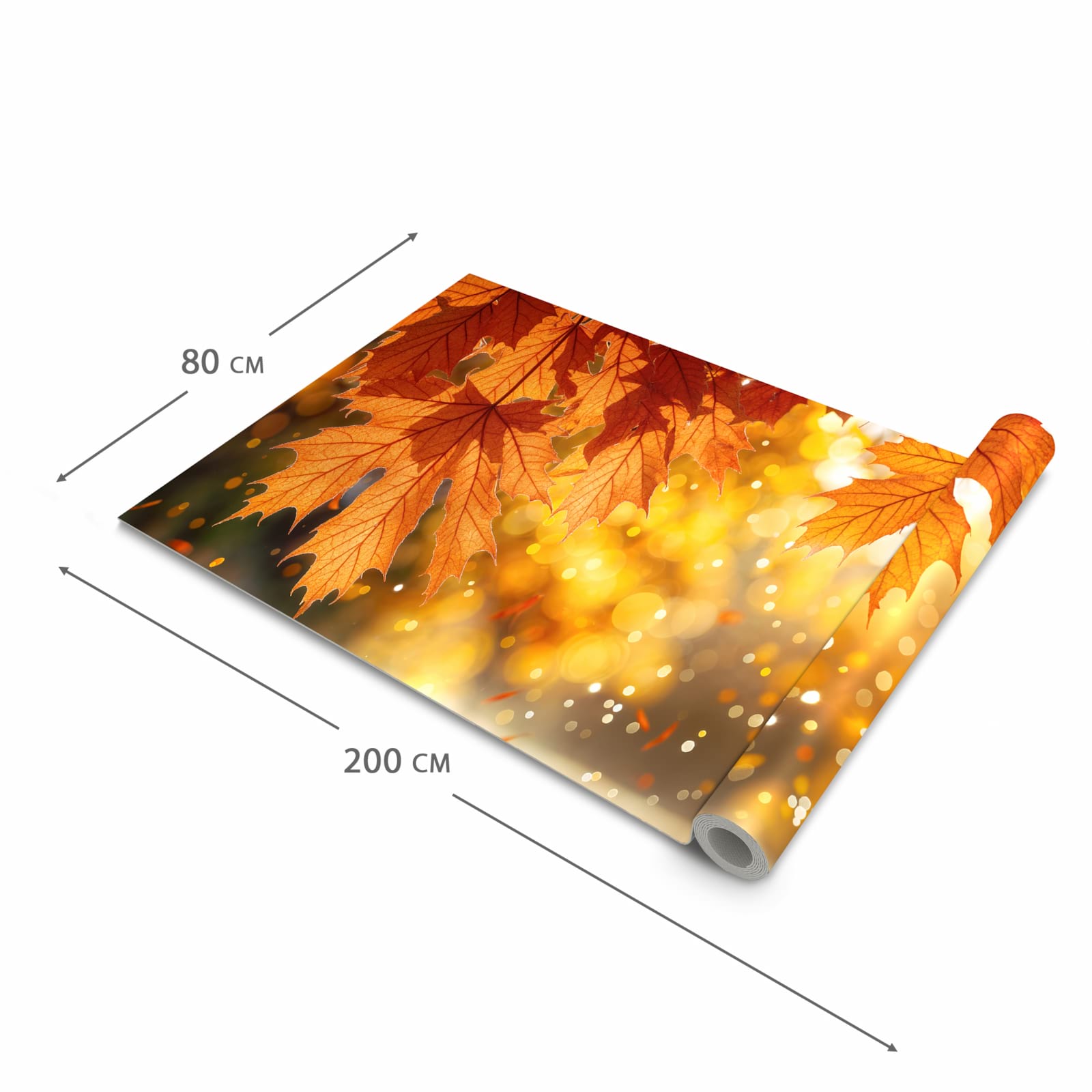 Abriebfester Küchenteppich mit Motiv Sanfte Herbstblätter in der Grösse 60x300 cm, waschbar