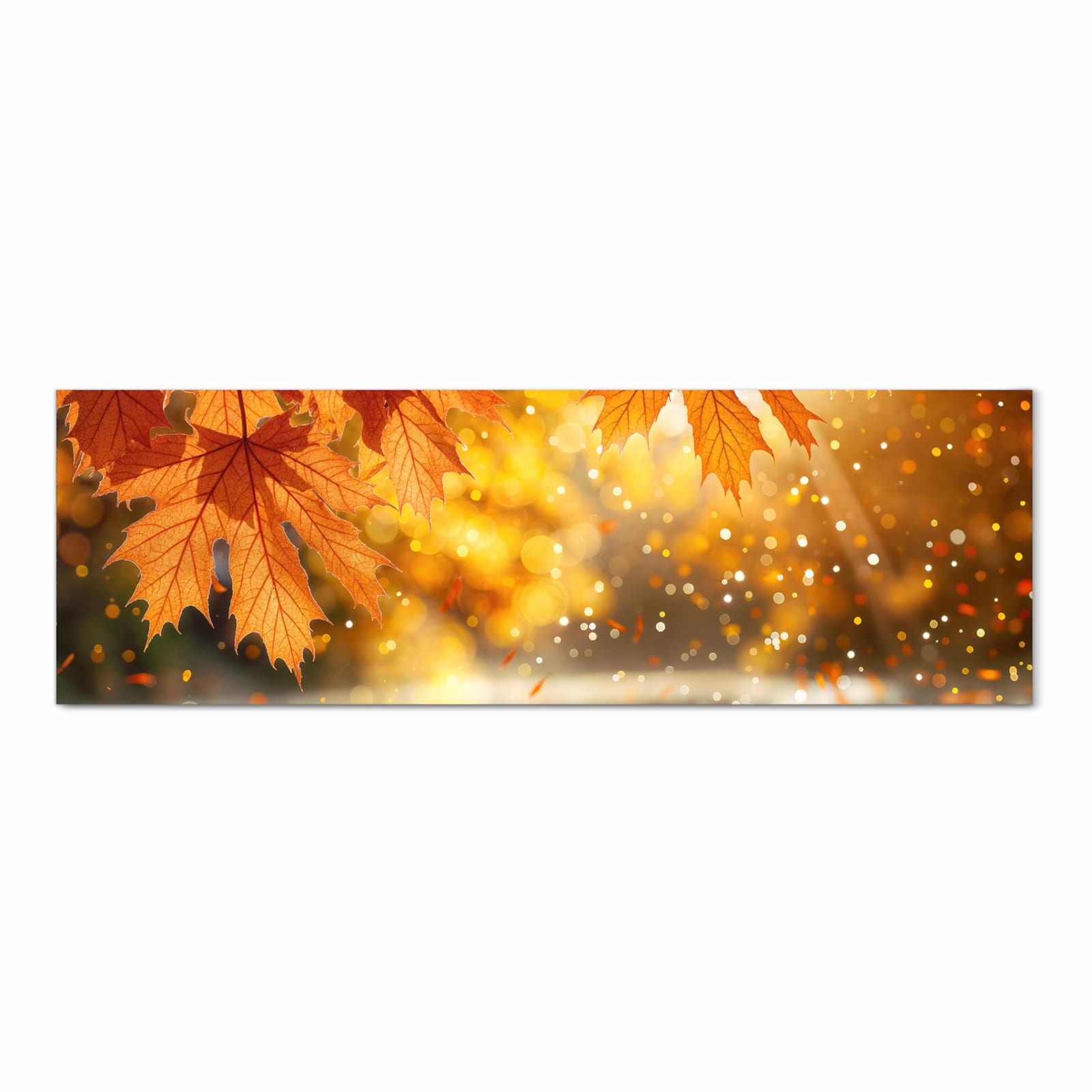 Formstabiler abwaschbarer Küchenteppich mit Motiv Sanfte Herbstblätter in Frontansicht