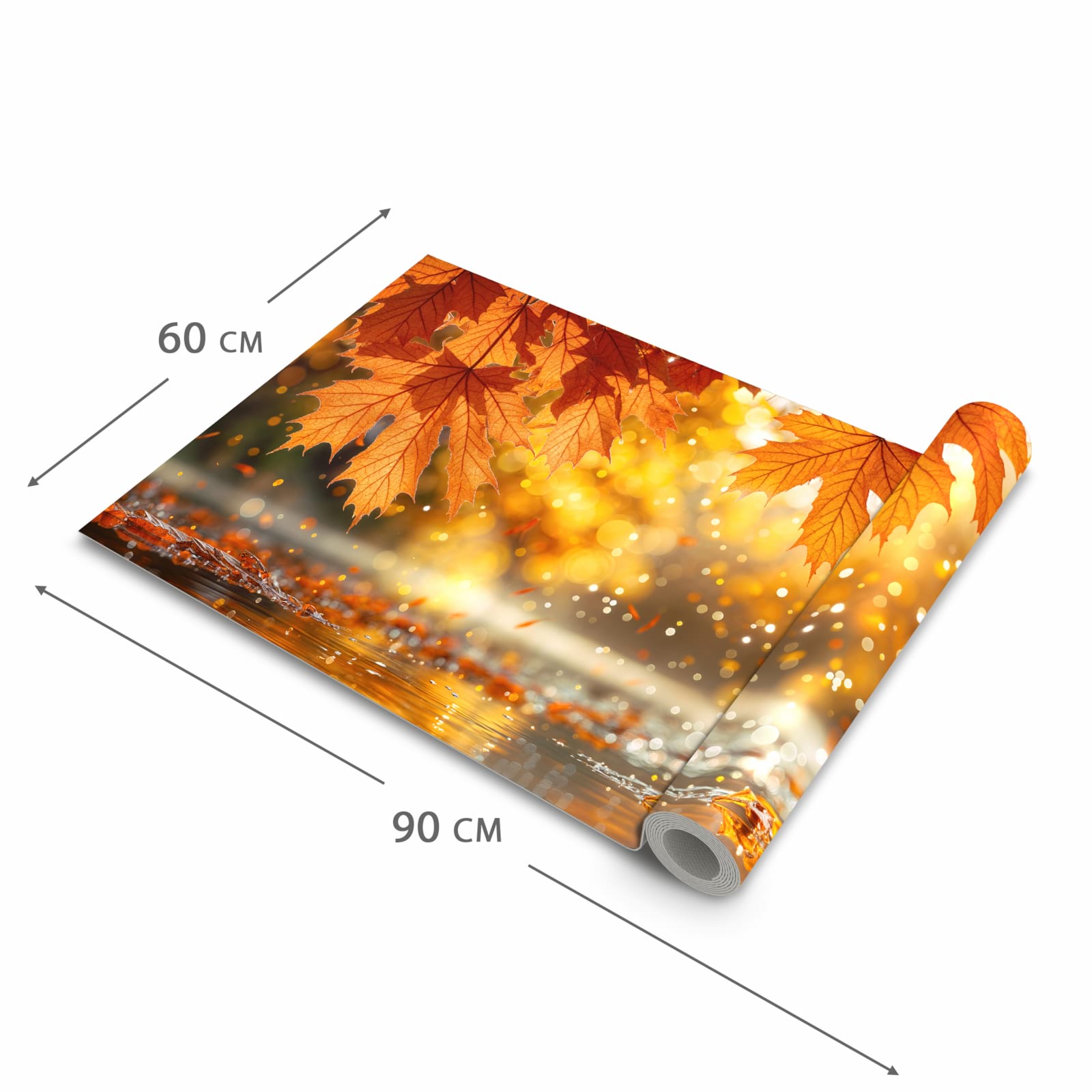 Geräuschdämpfender Küchenteppich mit Motiv Sanfte Herbstblätter in der Grösse 60x300 cm