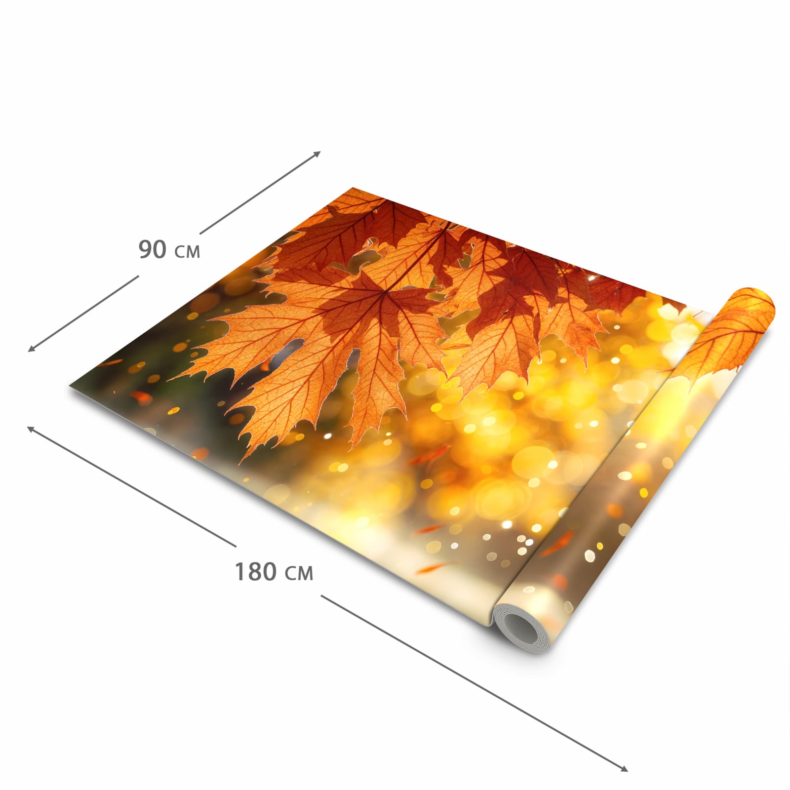 Fleckenresistenter waschbarer Küchenteppich mit Motiv Sanfte Herbstblätter in der Grösse 60x300 cm