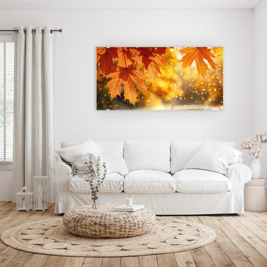 Maße Wandbild - Orange Ahornblätter - Querformat