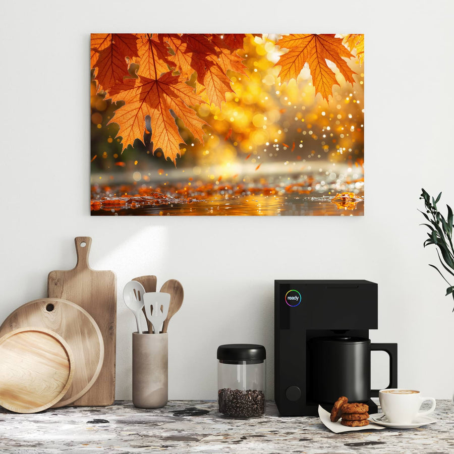 Maße Metall Magnettafel - Orange Ahornblätter