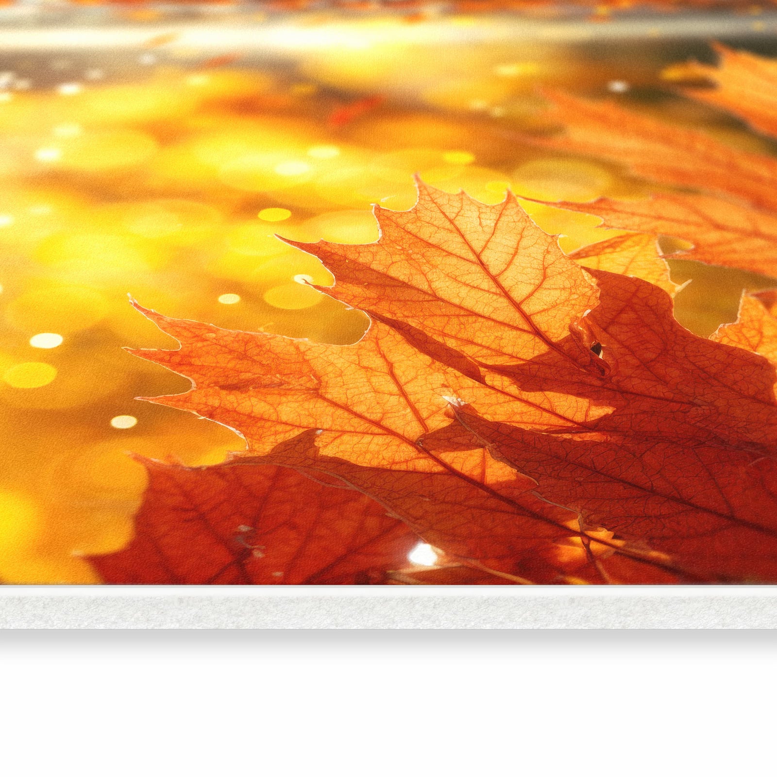 Pflegeleichter Küchenteppich mit Motiv Sanfte Herbstblätter in seitlicher Ansicht