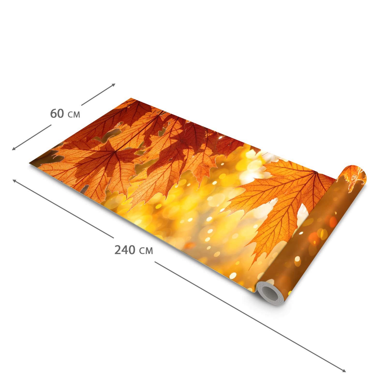 Formstabiler waschbarer Küchenteppich mit Motiv Sanfte Herbstblätter in der Grösse 60x300 cm