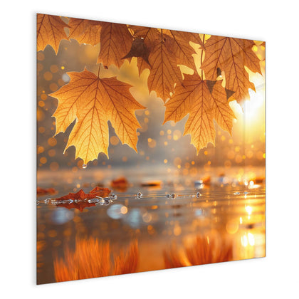 Magnettafel mit dem Motiv Ahornlaub über Wasser
