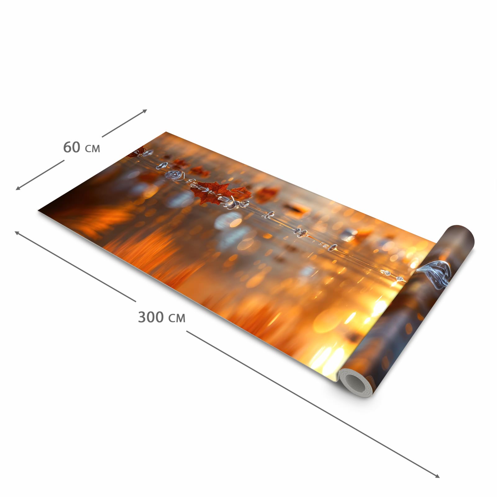 Geruchsneutraler großer Küchenteppich mit Motiv Blätter von Herbstliche in der Größe 60x150 cm