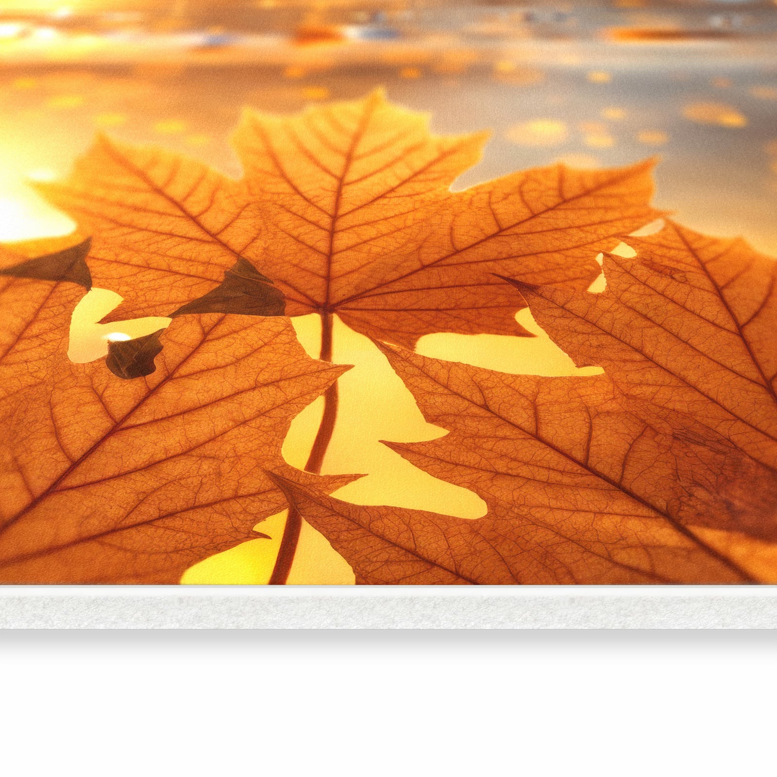 Waschbarer Küchenläufer mit Motiv Blätter von Herbstliche in seitlicher Ansicht für sicheres Aufbewahren