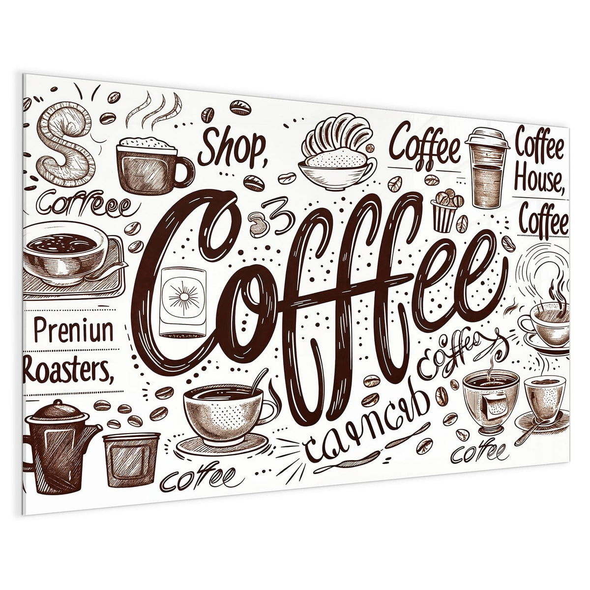 4 mm Glas statt lackiertem Blech – Magnettafel - Handgezeichneter Kaffee