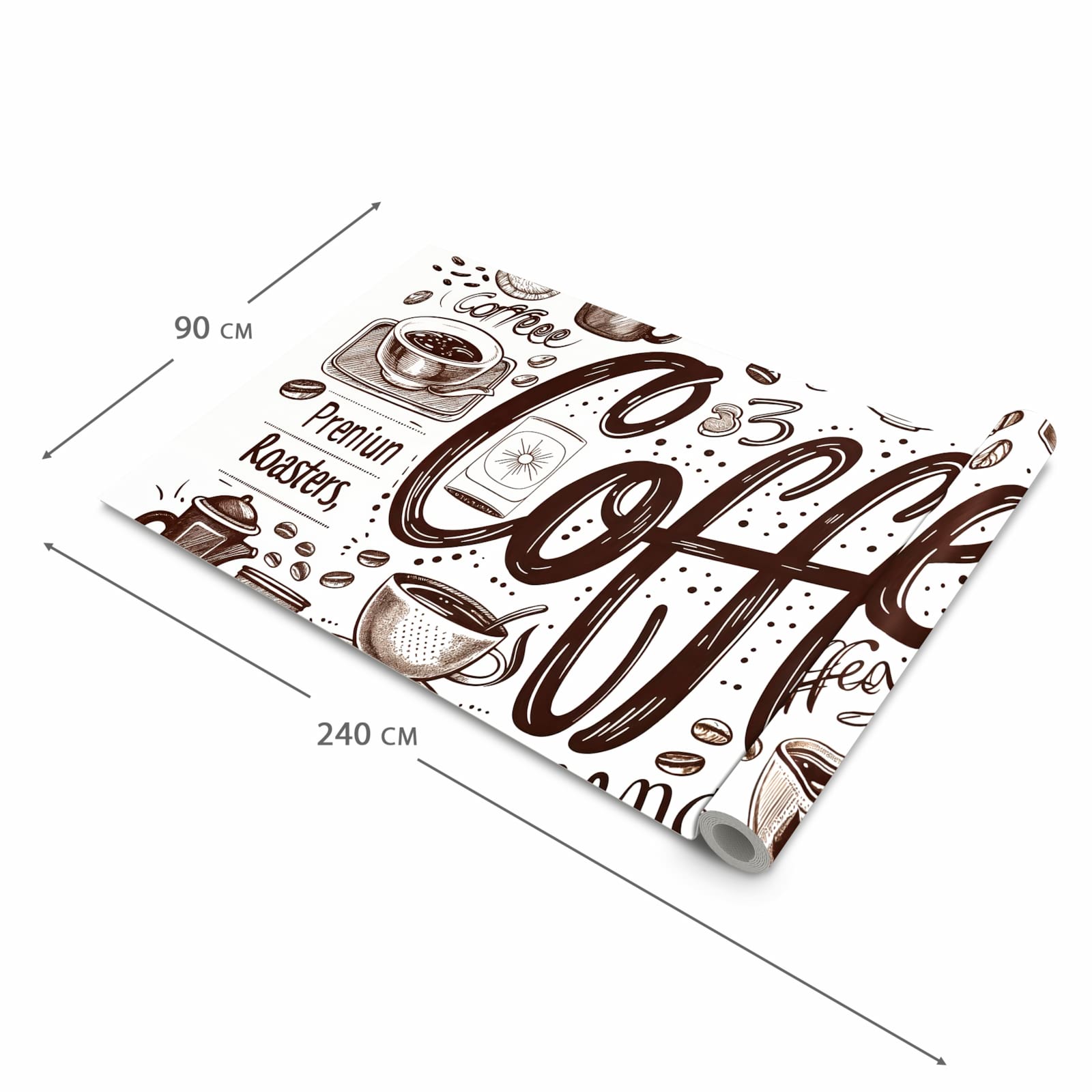 Abriebfester Küchenteppich mit Motiv Kaffee Illustration in der Grösse 60x150 cm