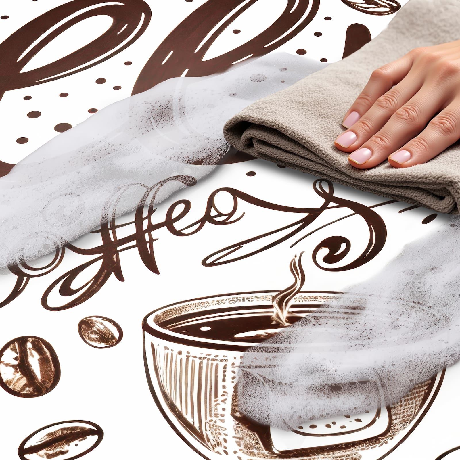 Waschbarer Küchenläufer mit Motiv Kaffee Illustration, einfach zu reinigen