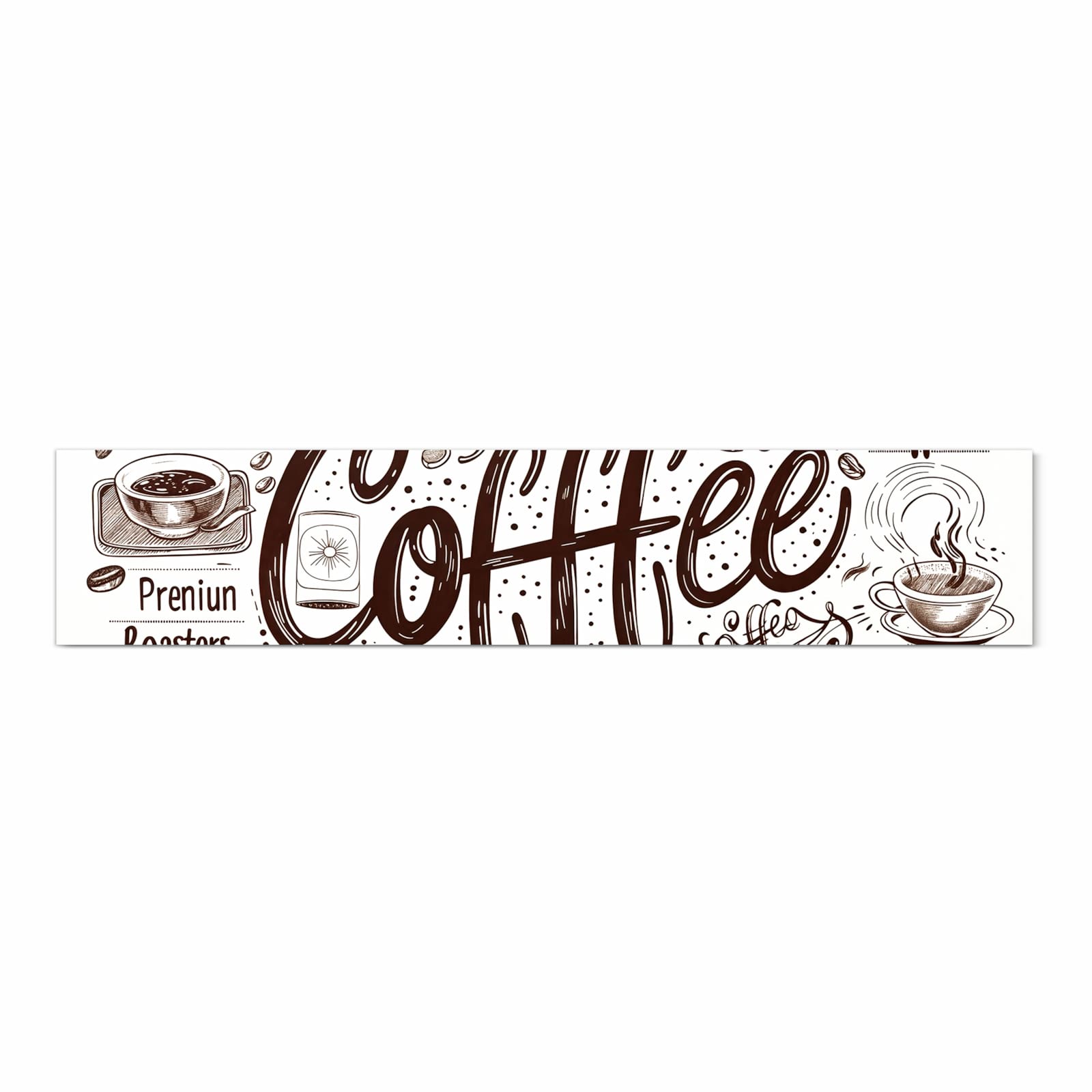Waschbarer Küchenläufer mit Motiv Kaffee Illustration in Frontansicht