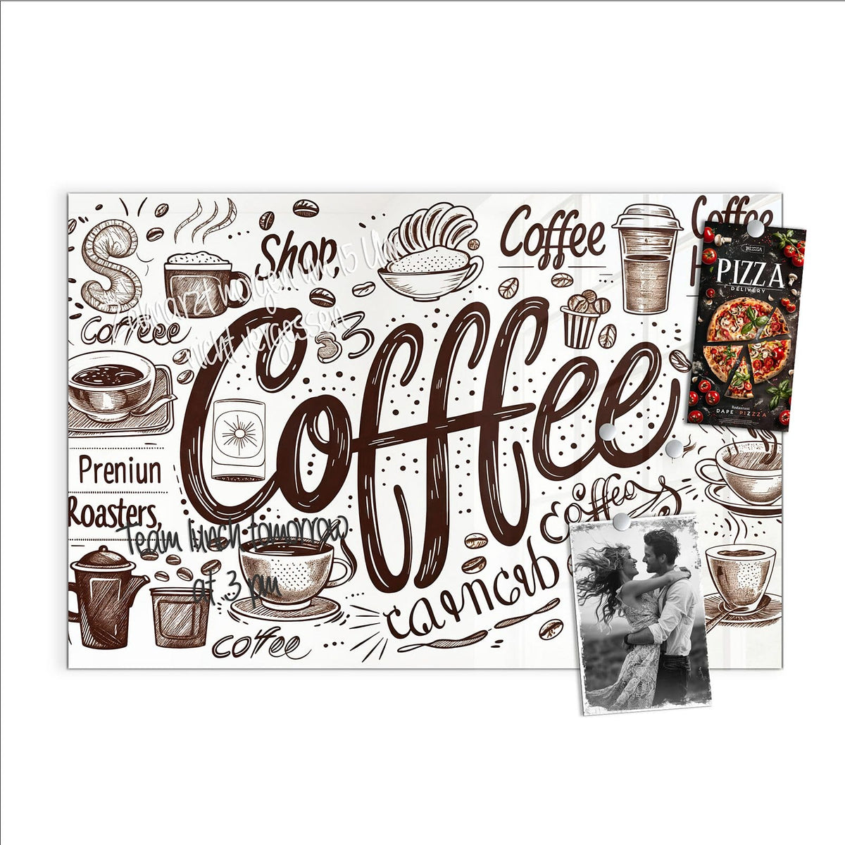Beschreiben, abwischen, anheften – Magnettafel - Handgezeichneter Kaffee