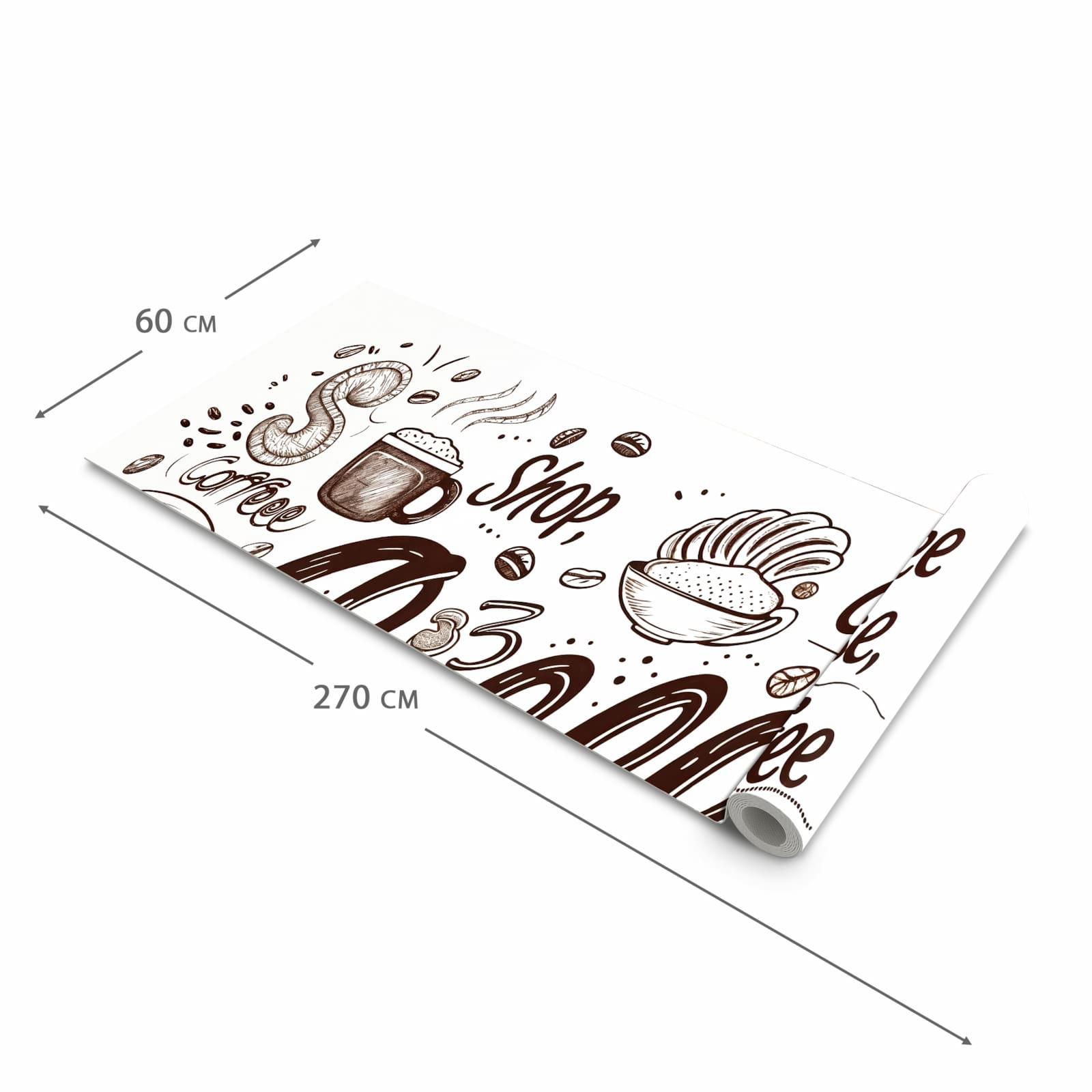 Bodenschonender rutschfester Küchenteppich mit Motiv Kaffee Illustration in der Grösse 60x150 cm