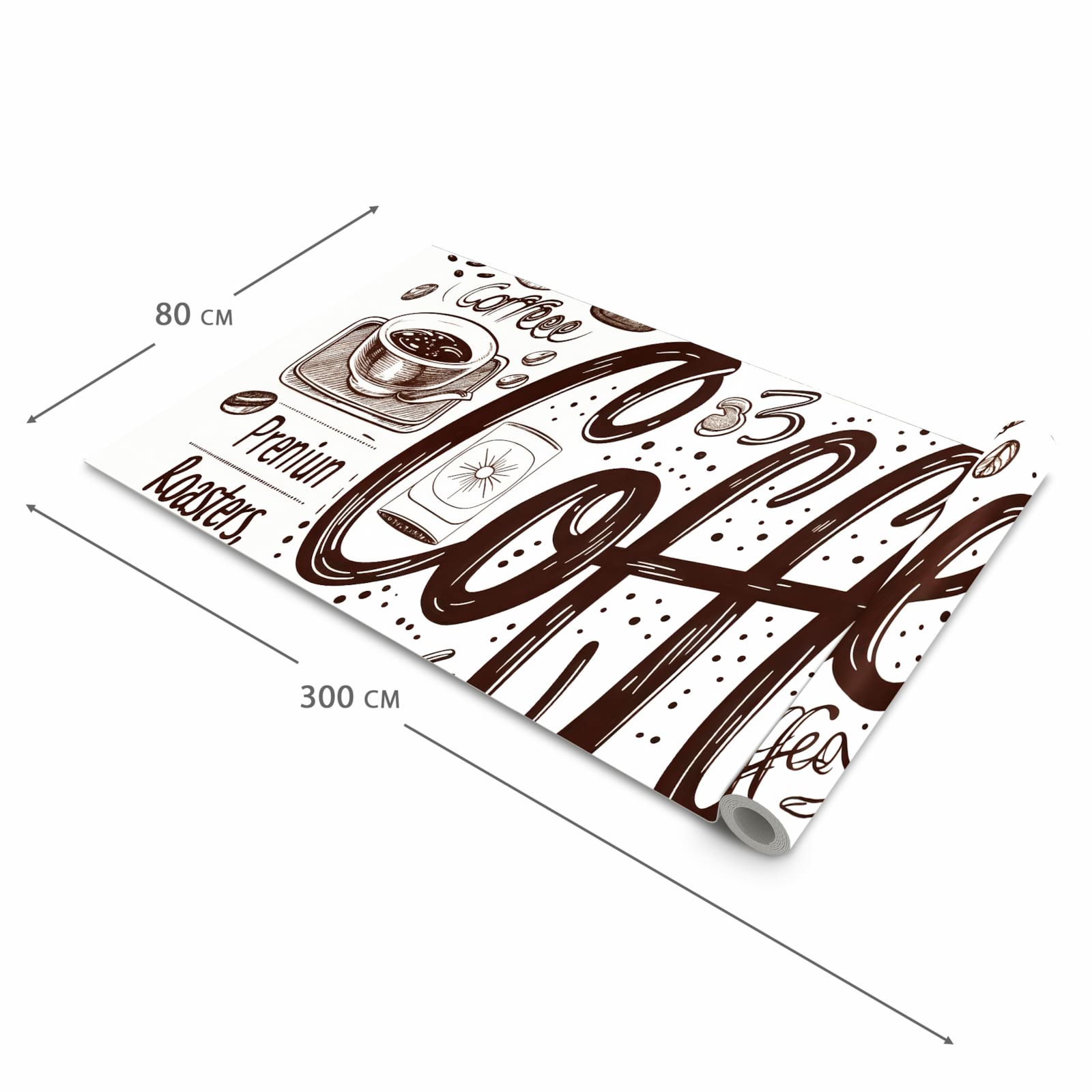 Zeitsparender Bodenläufer Teppich mit Motiv Kaffee Illustration in der Grösse 60x150 cm