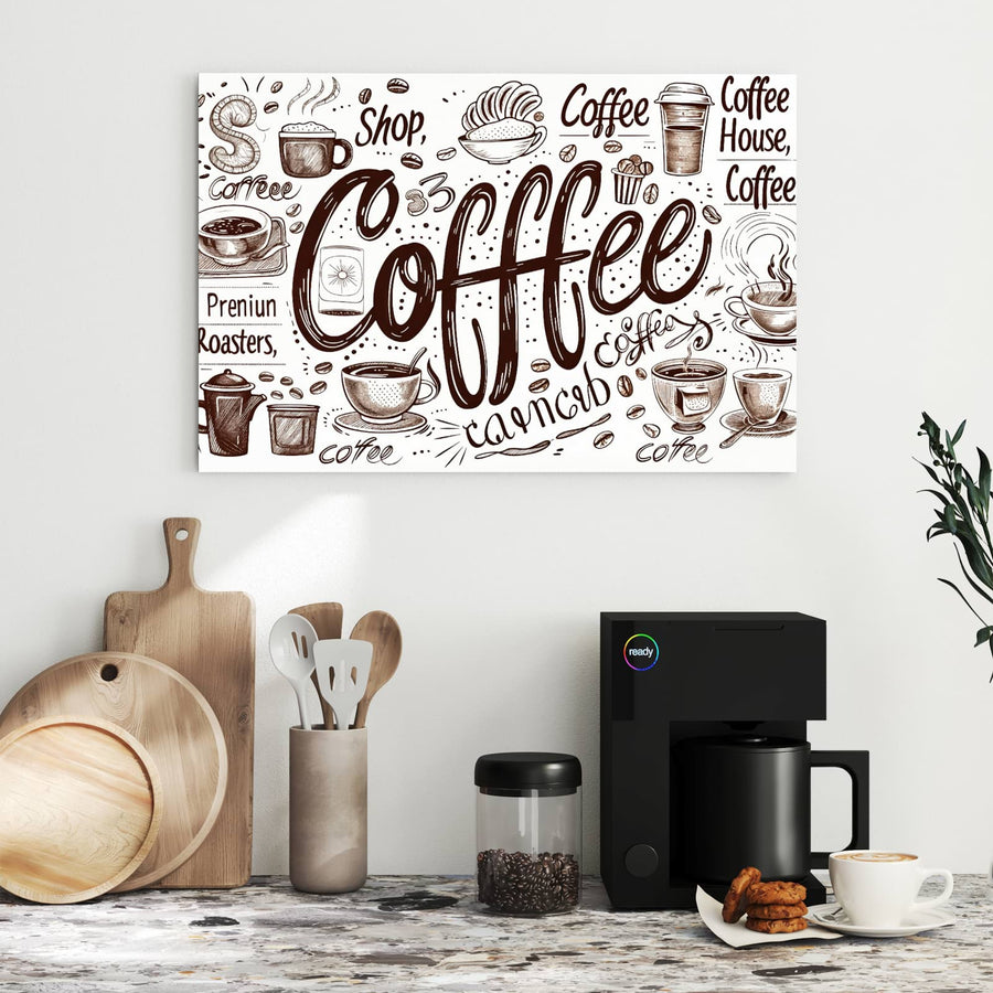 Maße Metall Magnettafel - Handgezeichneter Kaffee