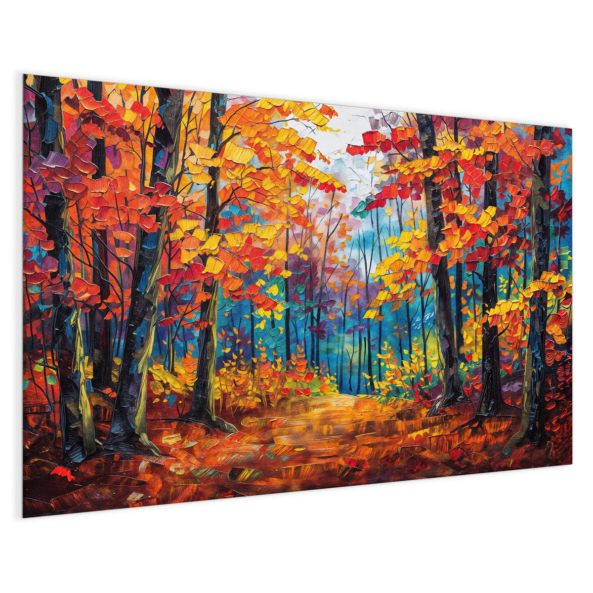 4 mm Glas statt lackiertem Blech – Magnettafel - Gemalter Herbstwald
