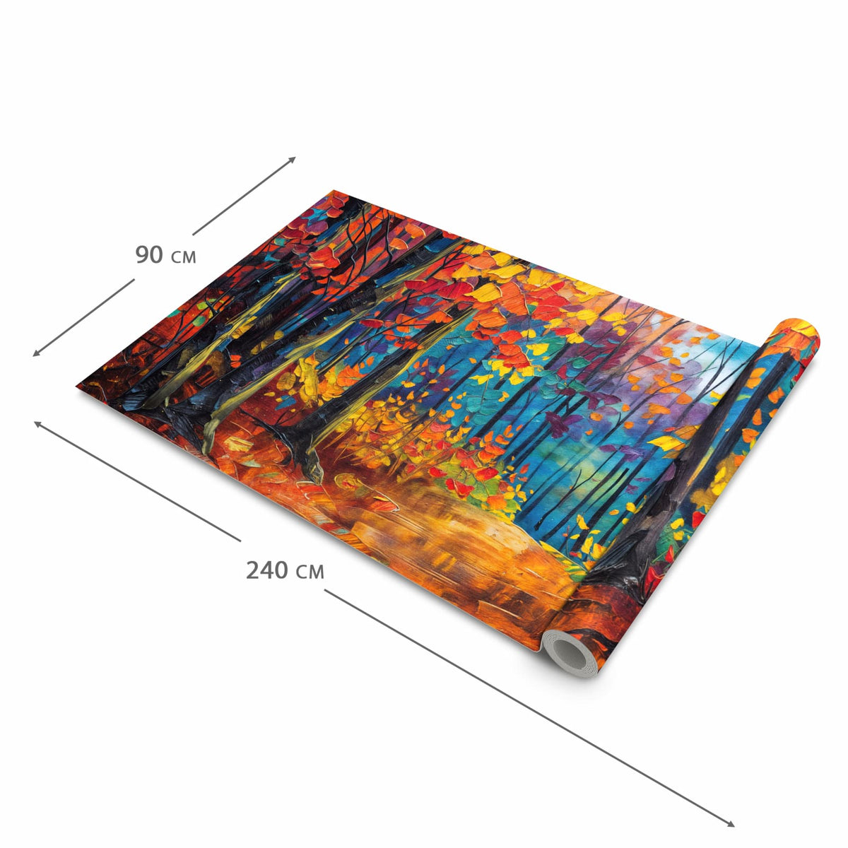 Strapazierfähiger waschbarer Küchenläufer mit Motiv Herbstwald Pfad in der Grösse 60x150 cm