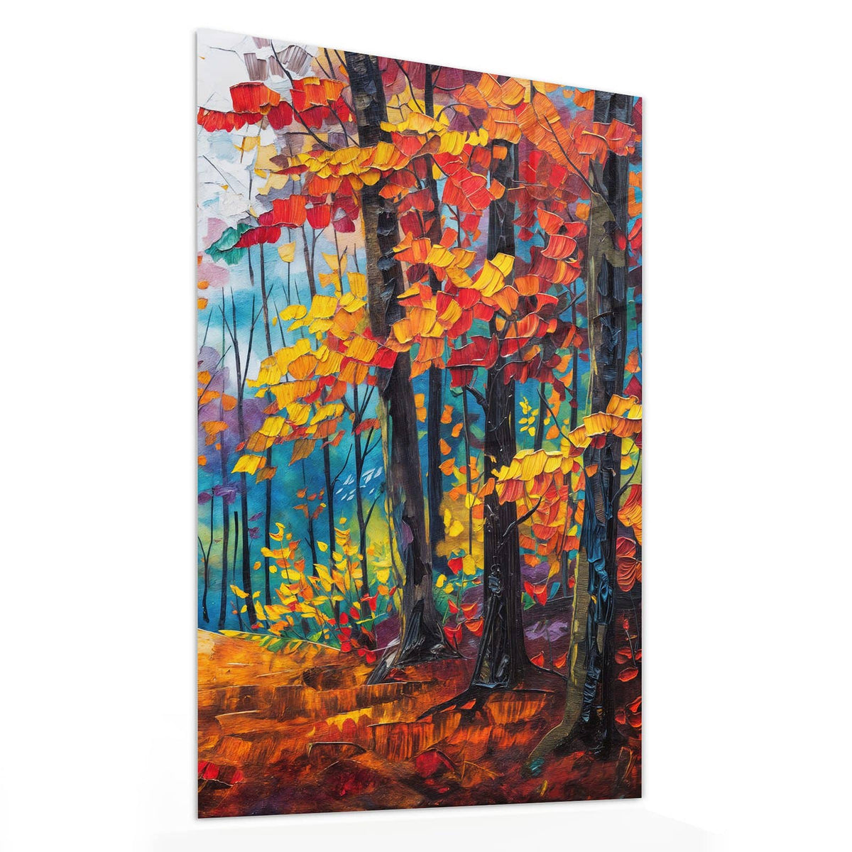 11 Größen – von 30 × 60 bis 60 × 150 cm – Wandbild - Gemalter Herbstwald - Hochformat