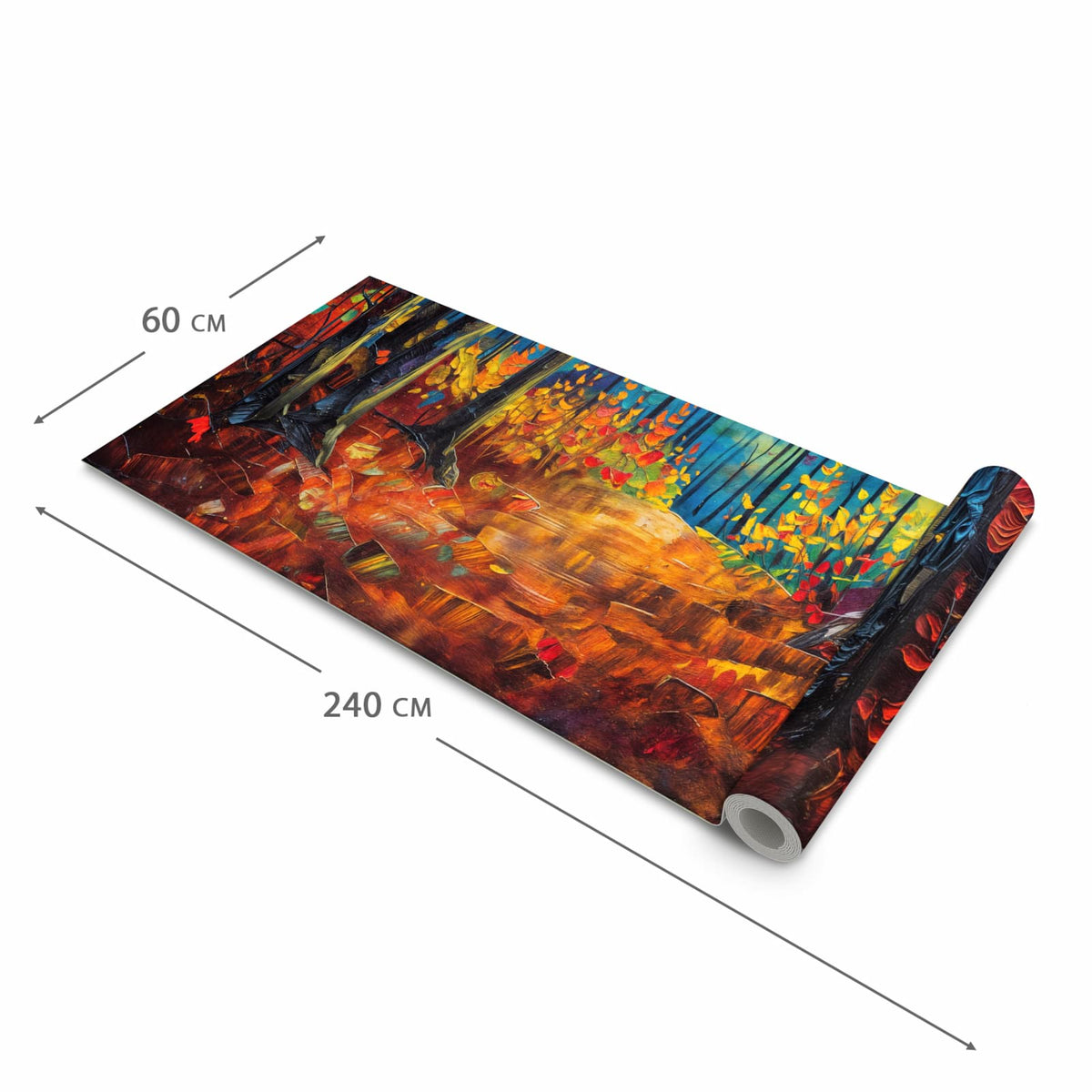 Geruchsneutraler Küchenläufer mit Motiv Herbstwald Pfad in der Grösse 60x120 cm