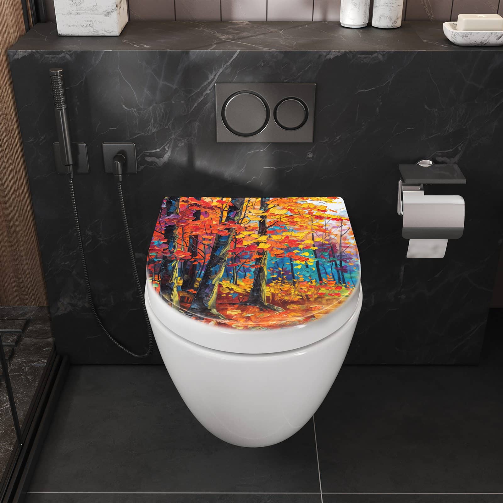 WC-Sitz mit Absenkautomatik Herbstwald Pfad