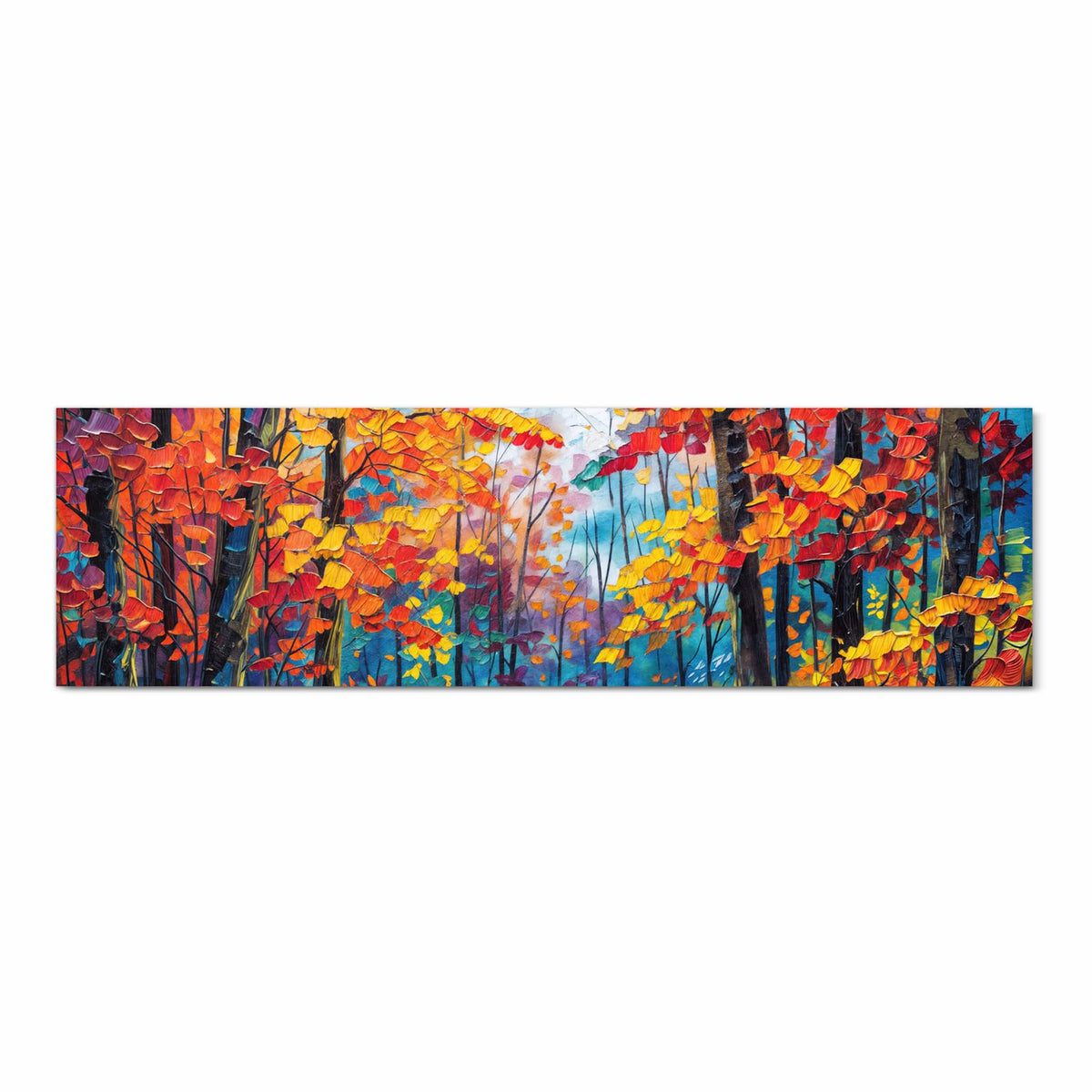 Geräuschdämpfender Läufer für die Küche mit Motiv Herbstwald Pfad in Frontansicht