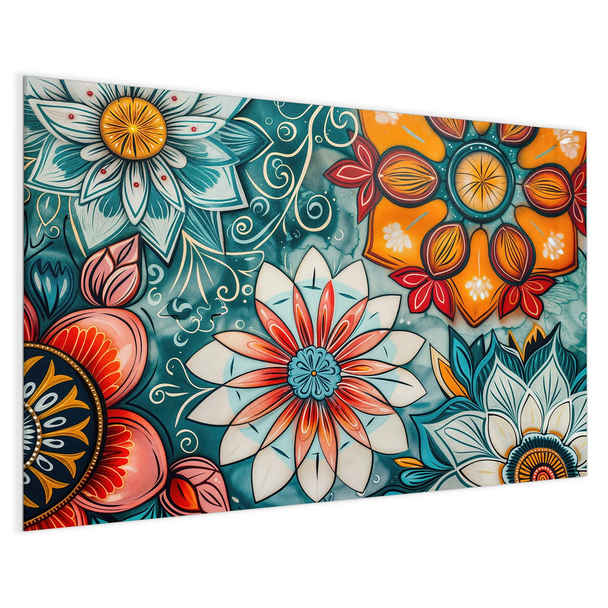 4 mm Glas statt lackiertem Blech – Magnettafel - Ornamente und Blüten