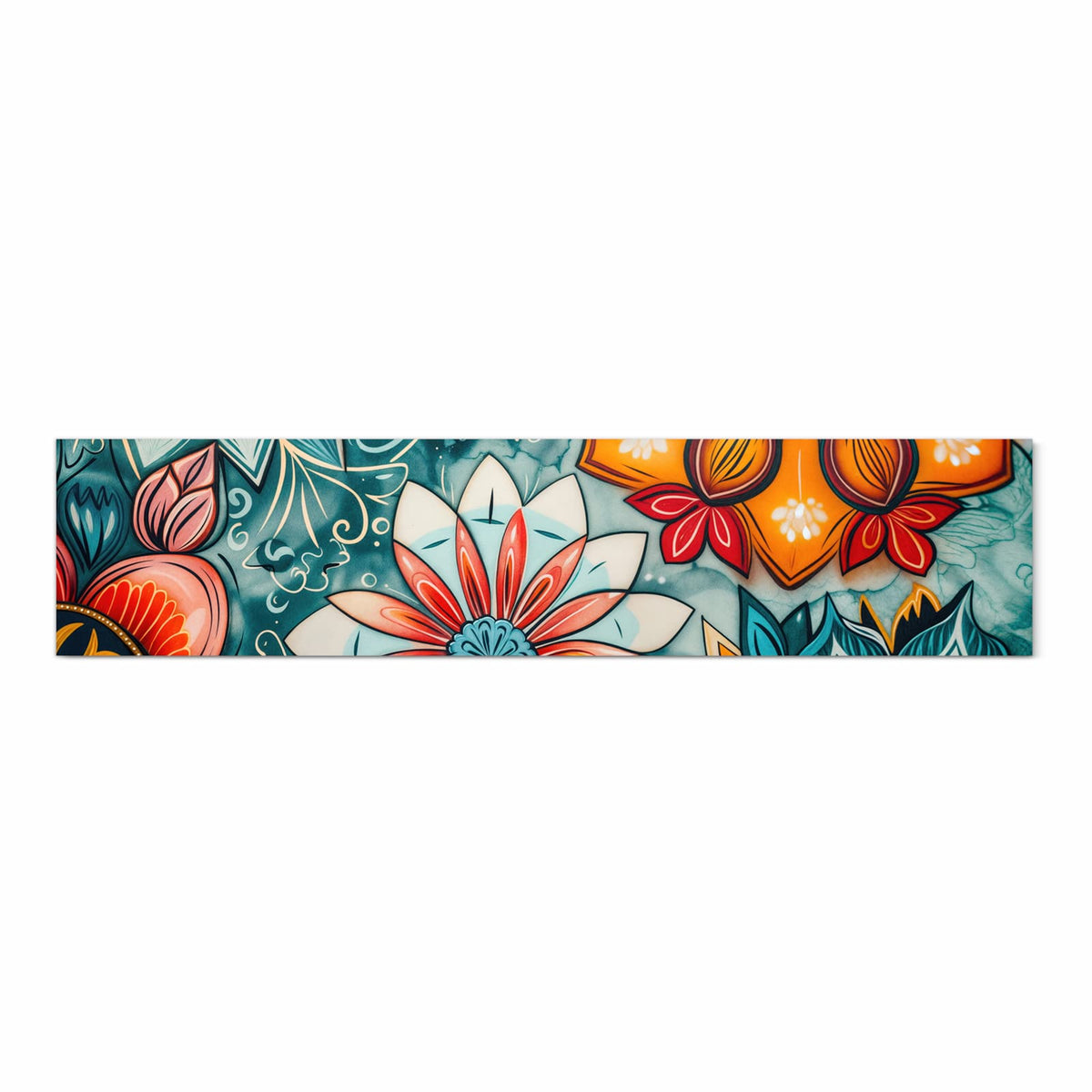 Pflegeleichter rutschfester Küchenläufer mit Motiv Blumenmuster Mandala in Frontansicht