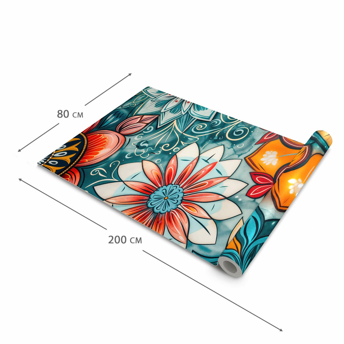 Küchenteppich mit Motiv Blumenmuster Mandala in der Grösse 60x120 cm für sichere Aufbewahrung