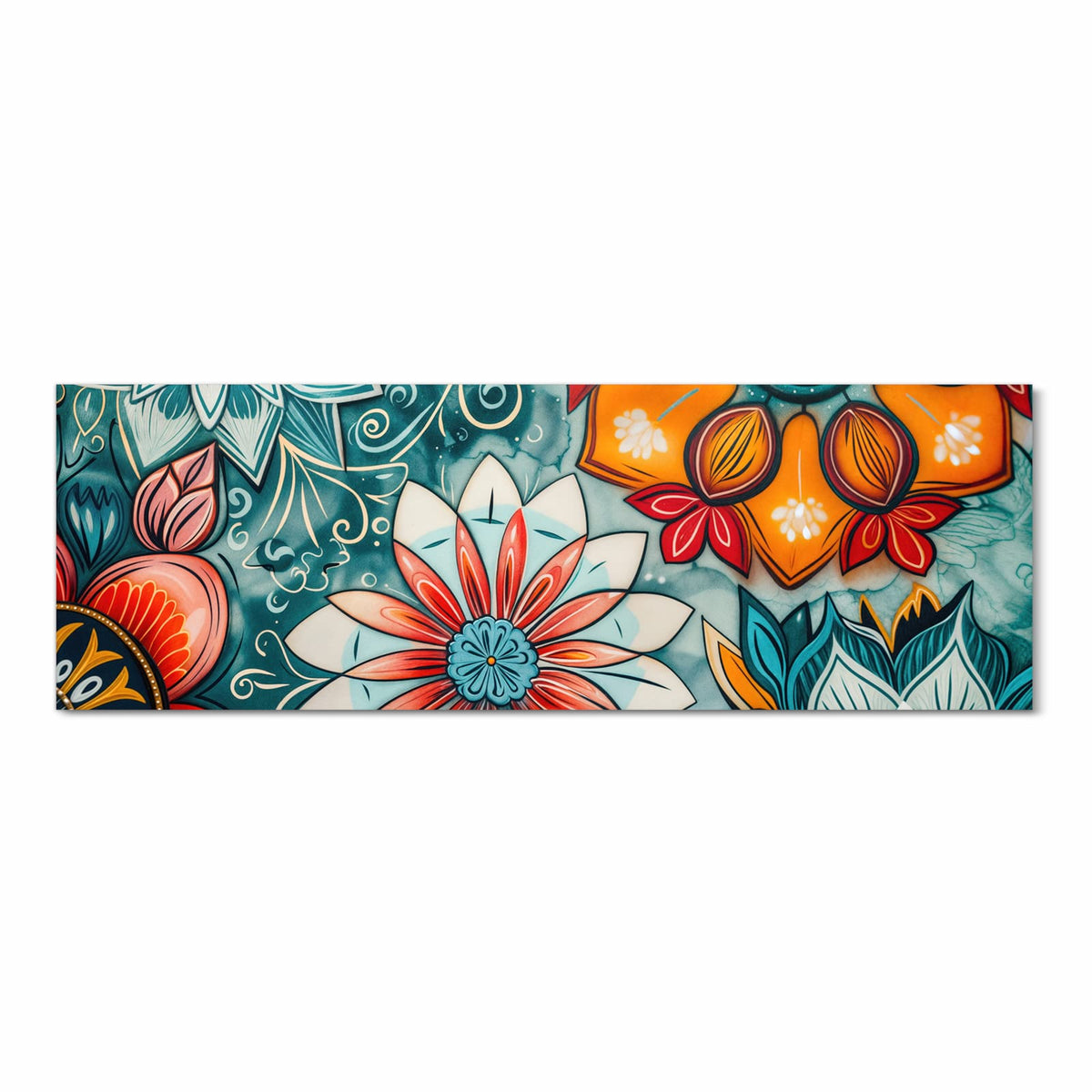 Komfortabler rutschfester Küchenläufer mit Motiv Blumenmuster Mandala in Frontansicht