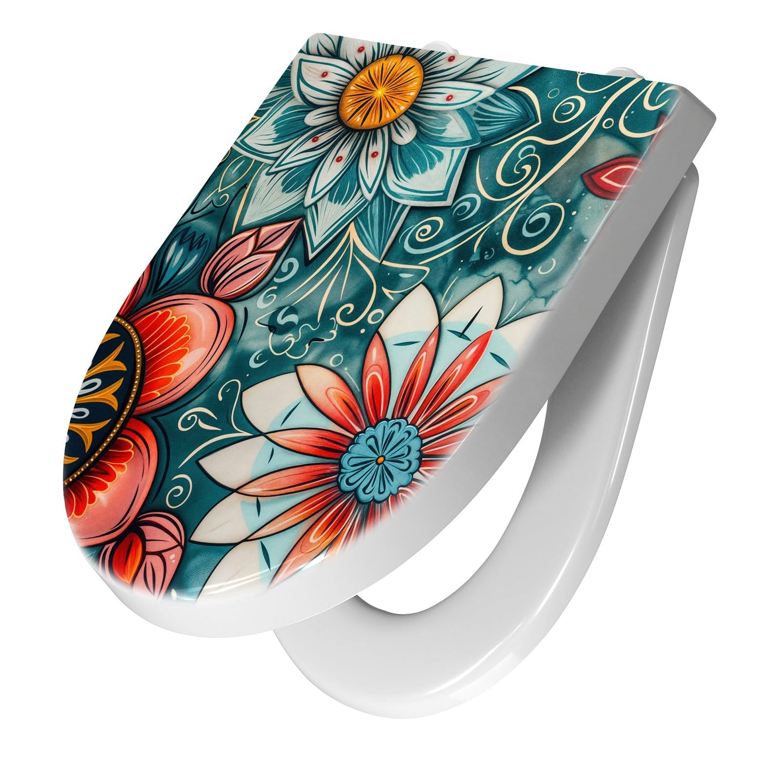 WC-Sitz mit Absenkautomatik Blumenmuster Mandala