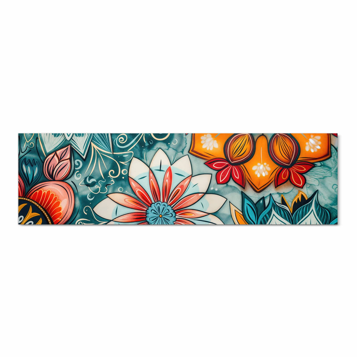 Waschbarer moderner Küchenläufer mit Motiv Blumenmuster Mandala in Frontansicht