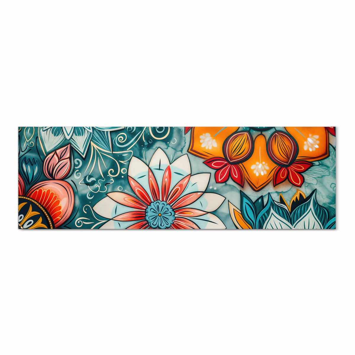Strapazierfähiger waschbarer Küchenläufer mit Motiv Blumenmuster Mandala in Frontansicht