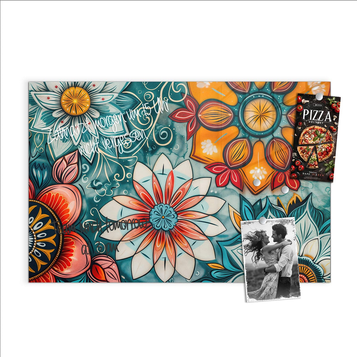 Beschreiben, abwischen, anheften – Magnettafel - Ornamente und Blüten
