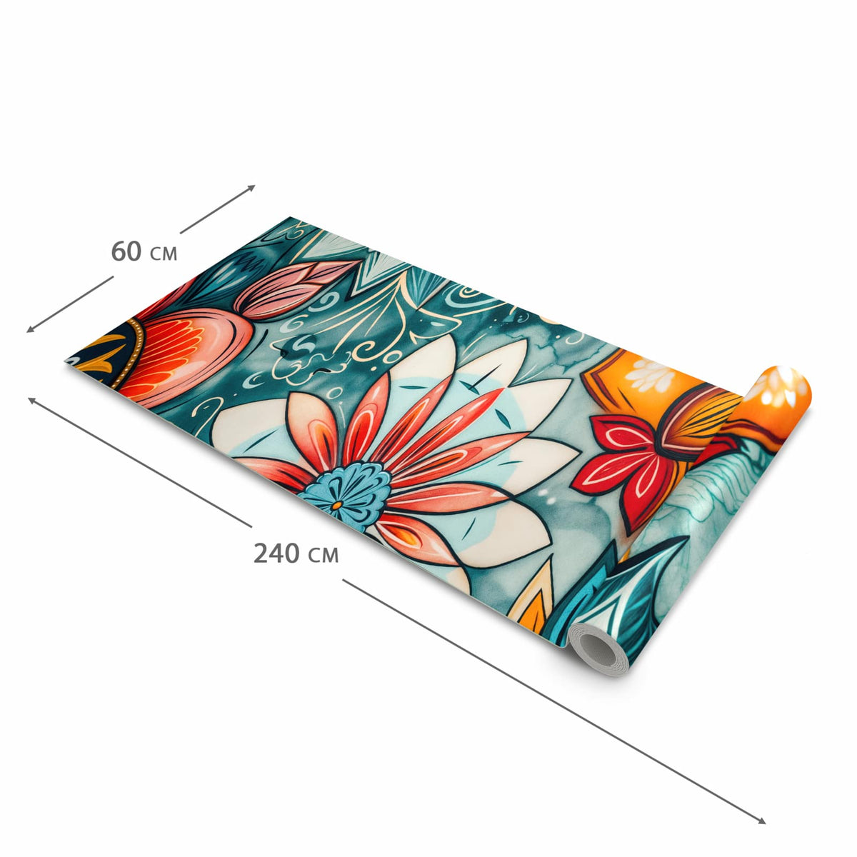 Waschbarer Küchenläufer mit Motiv Blumenmuster Mandala in der Grösse 60x120 cm für Ordnung